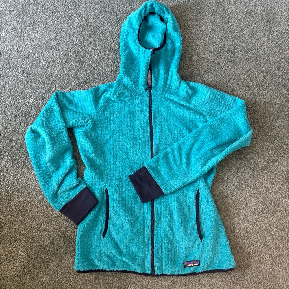 Patagonia Turquoise Hooded Fleece Jacket
